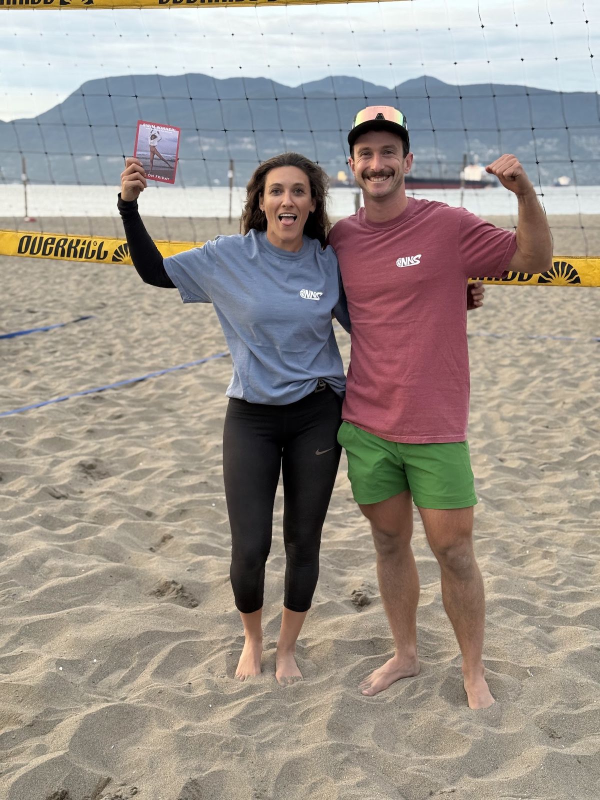 Player at Spanish Banks wearing the Chicken Joe Beach Vball Graphic Tee